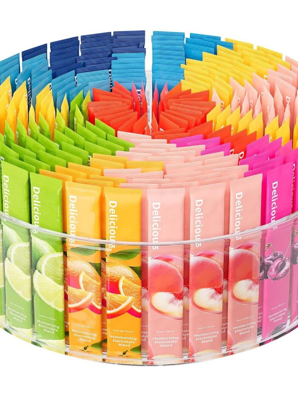 Divided Drink Packet Organizer, Largr Rotating Clear Lazy Susan Turntable
